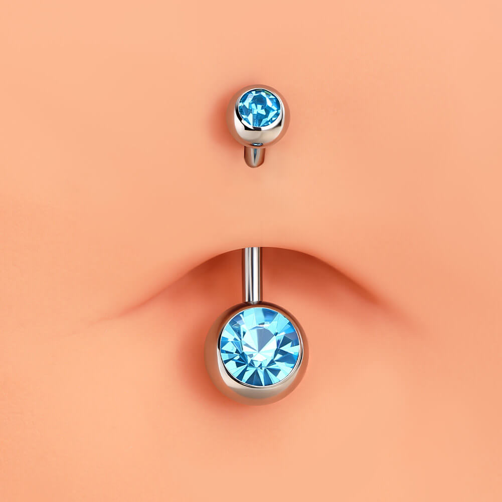 14G Titanium Clear CZ Belly Button Ring/ 6-16mm
