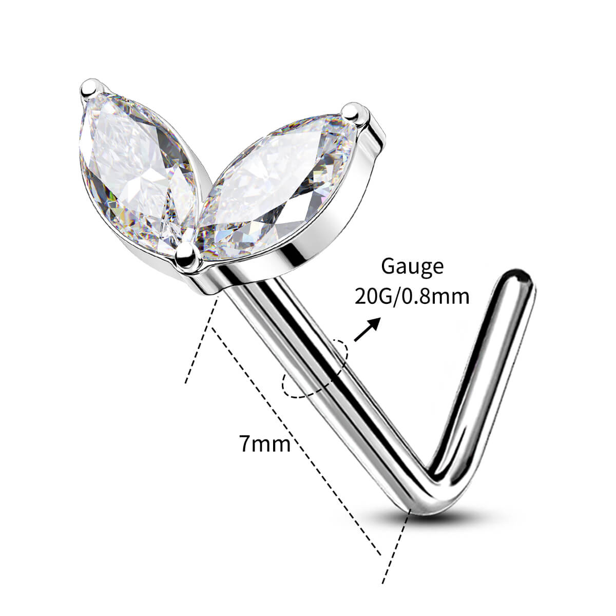 20g titanium nose stud