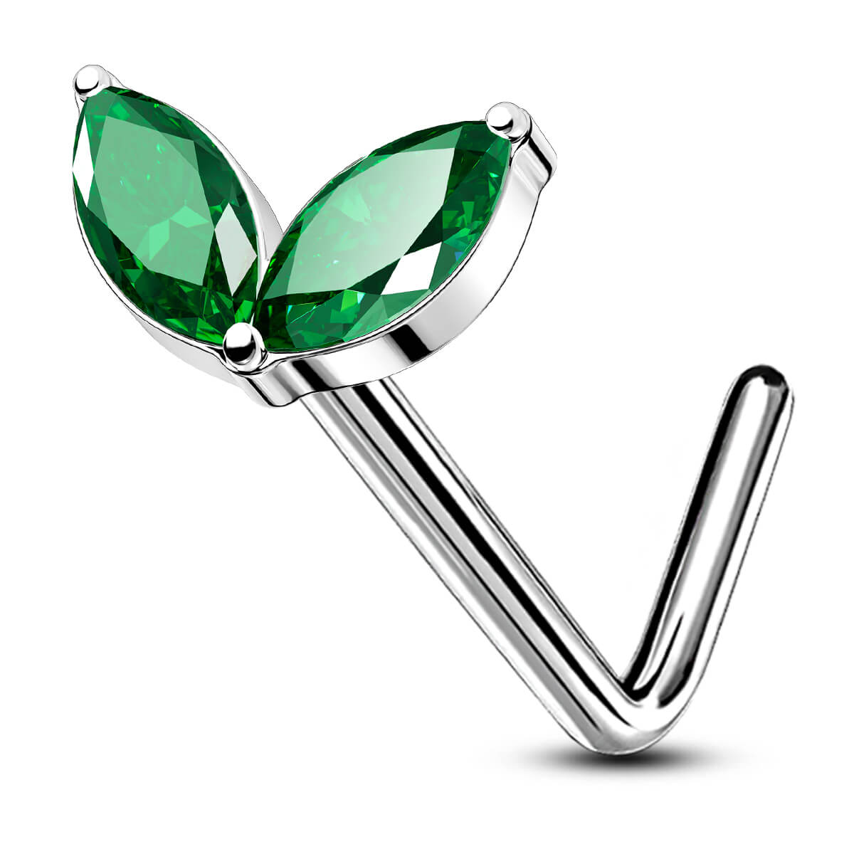 green titanium nose stud