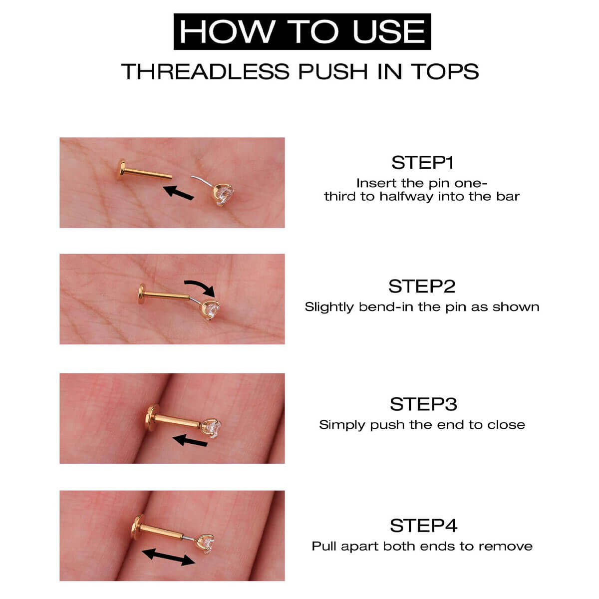 Threadless Titanium Flat Back Nose Stud