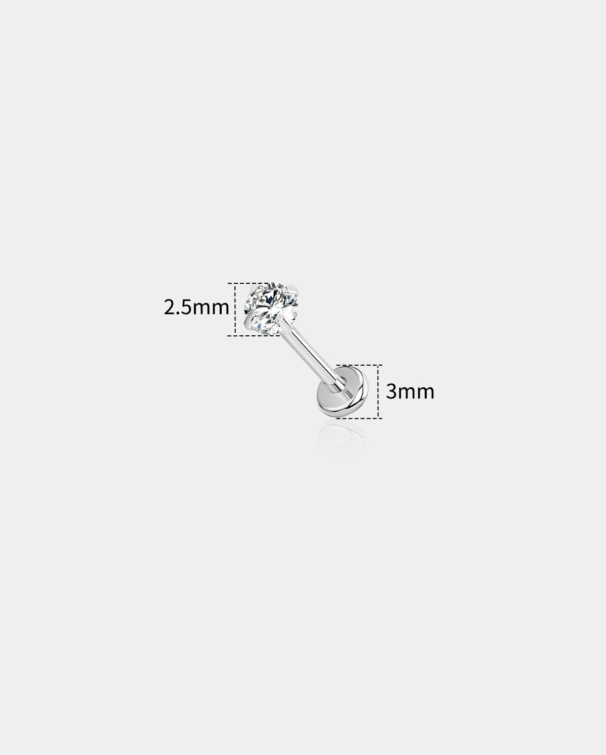 Round CZ Titanium Threadless Nose Stud