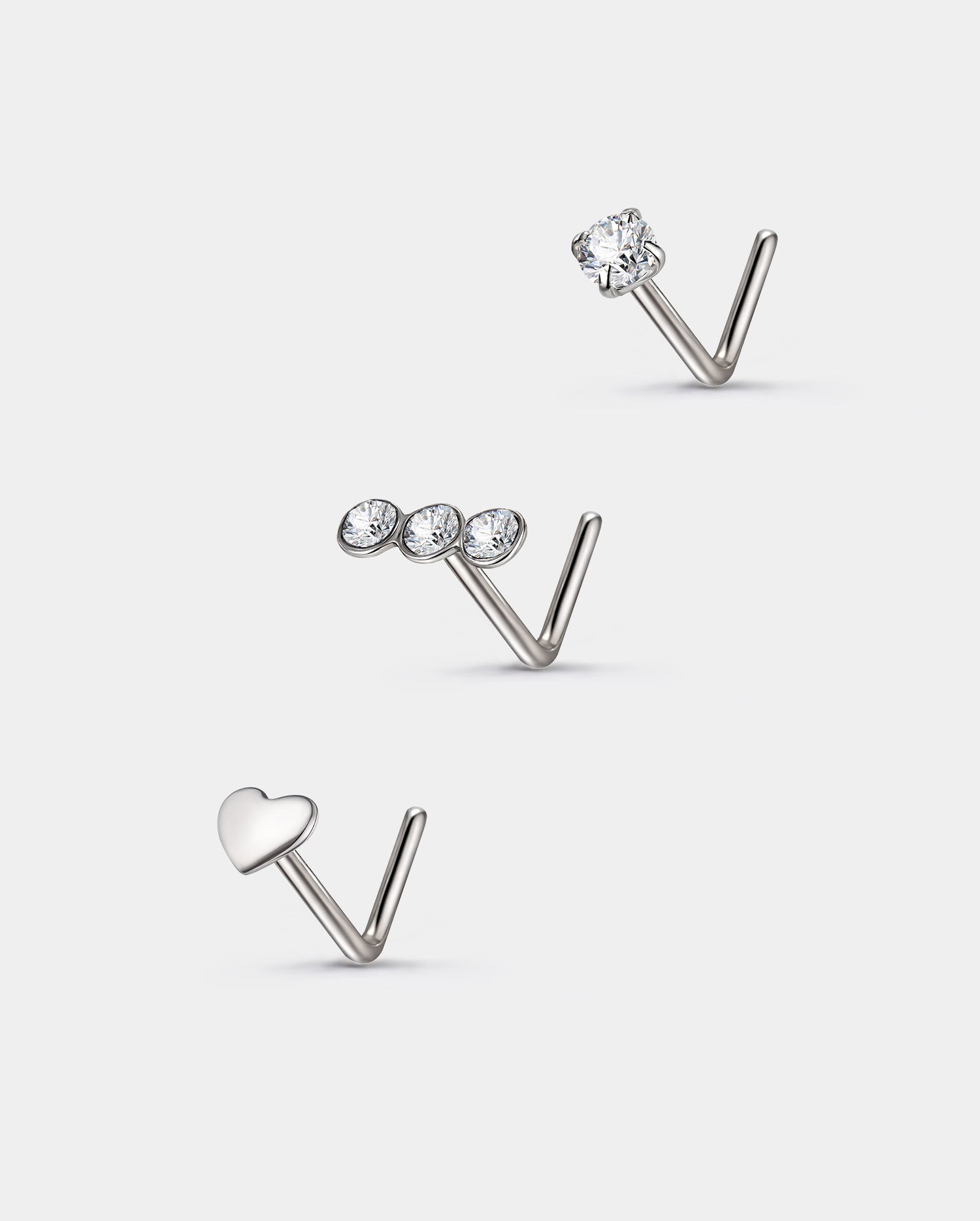 heart titanium nose stud 