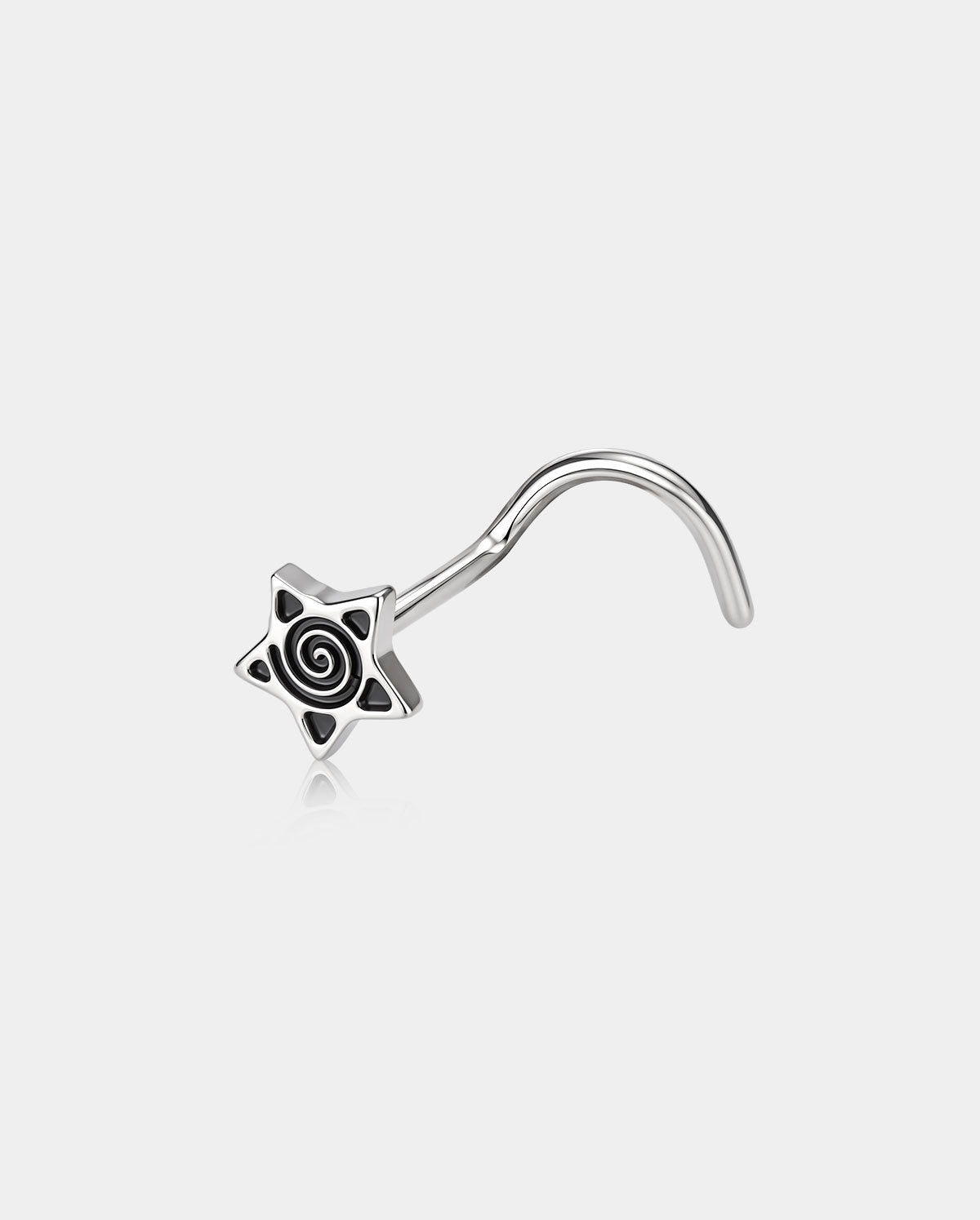 spiral star screw nose stud