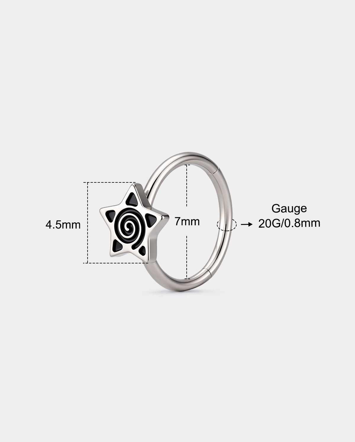 Oxidized Spiral Star Titanium Nose Ring