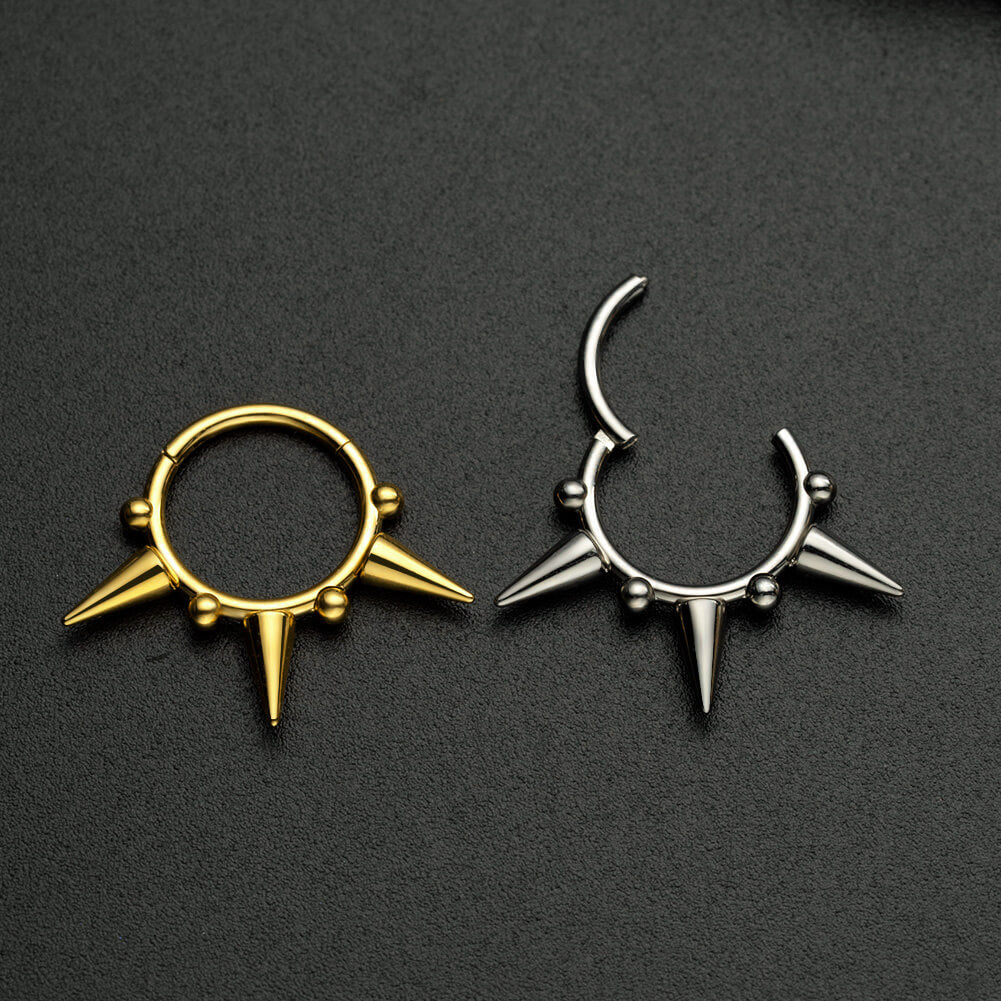 Triple Spikes Clicker Titanium Septum Hoop Ring