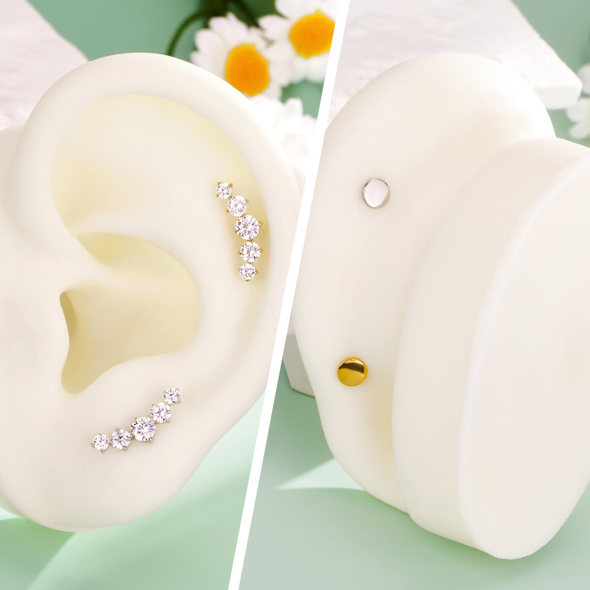 flat back cartilage climber earring