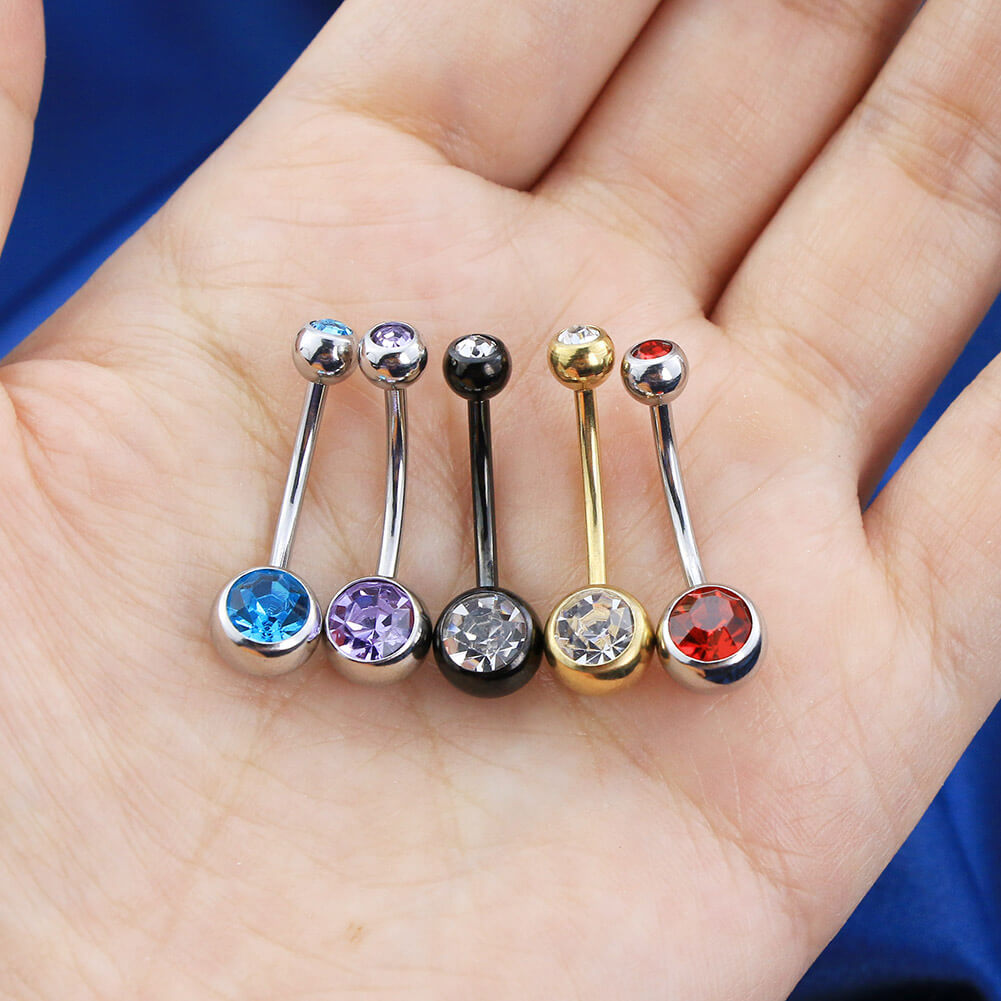 14G 10pcs 8-16mm Multi-Color CZ Belly Rings Set