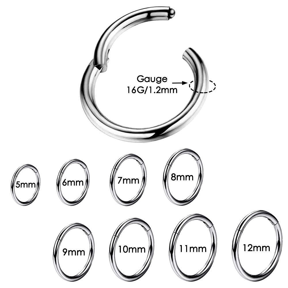 16G Titanium Hinged Segment Hoop Earrings Nose Ring