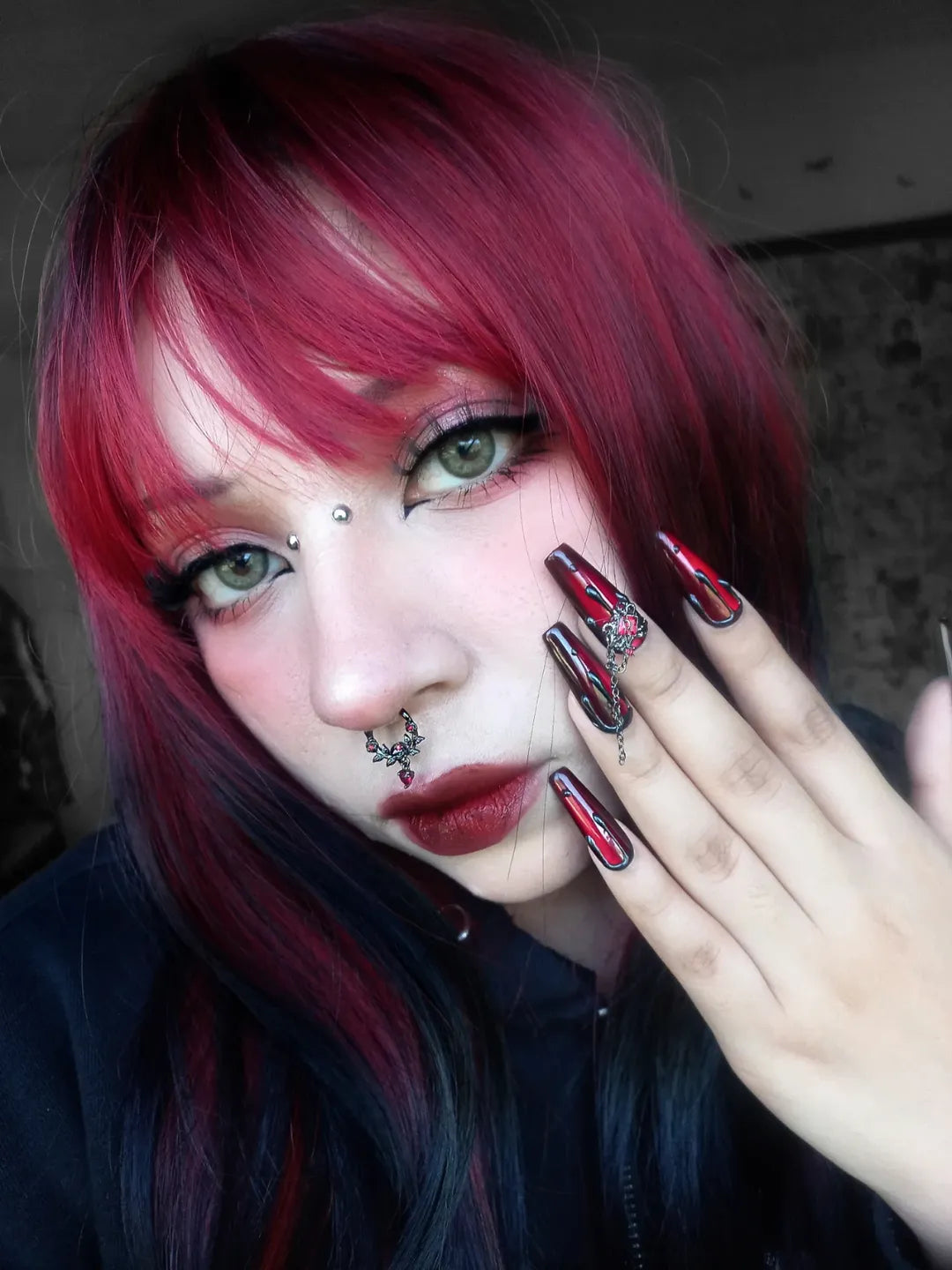 Rose Skull Head Dangle Septum Ring