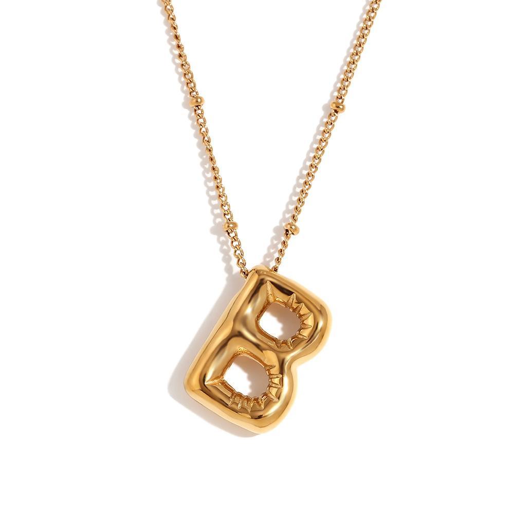 Bubble Chunky Initial Letter Pendant Necklace