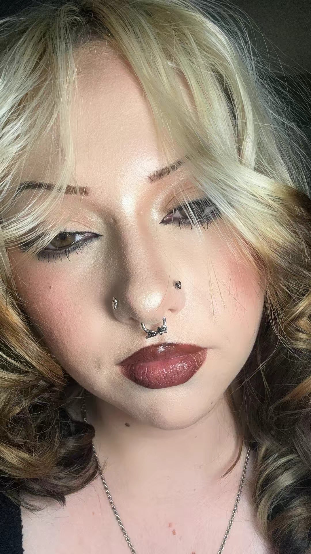 Skull Hand Rose Segment Septum Ring