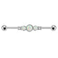 14G White Opal and CZ 38mm Industrial Barbell - OUFER BODY JEWELRY 