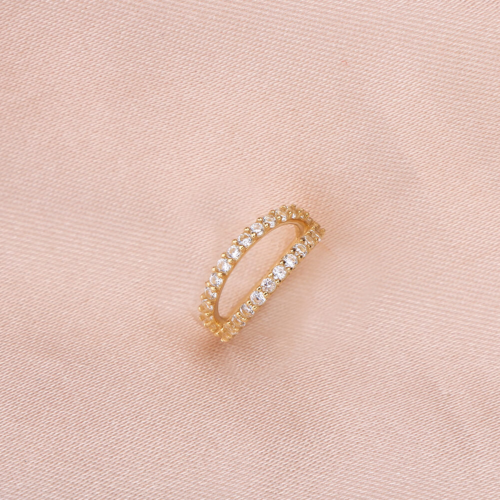 14K Gold CZ Double Hoop Segment Nose Ring