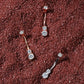 14K Real Rose Gold Belly Ring 14G Three Round Solitaire CZ Navel Ring