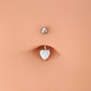 14K White Gold Heart Opal 14G Belly Button Ring Navel Belly Jewelry