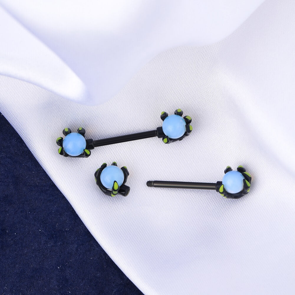2Pcs Dragon Claws Gemstone Nipple Rings Pack