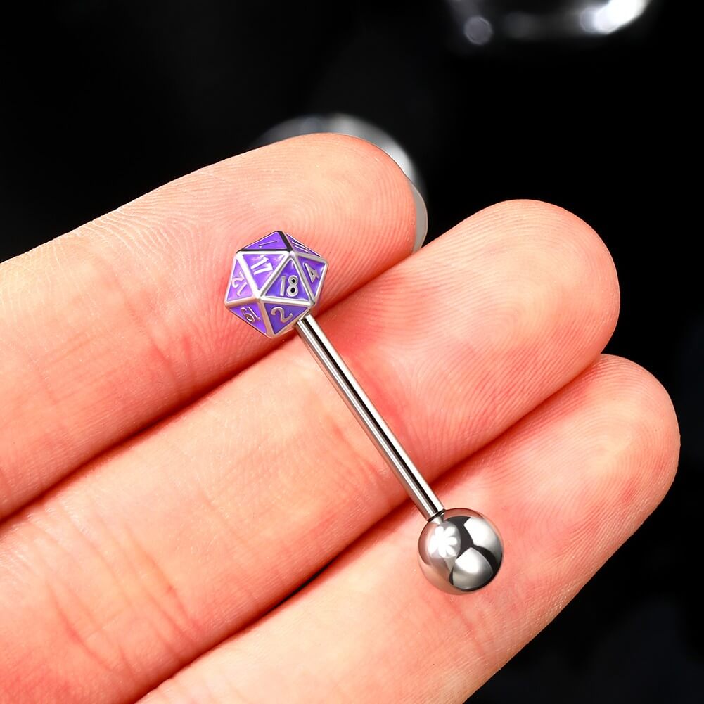 purple internally threaded tongue ring