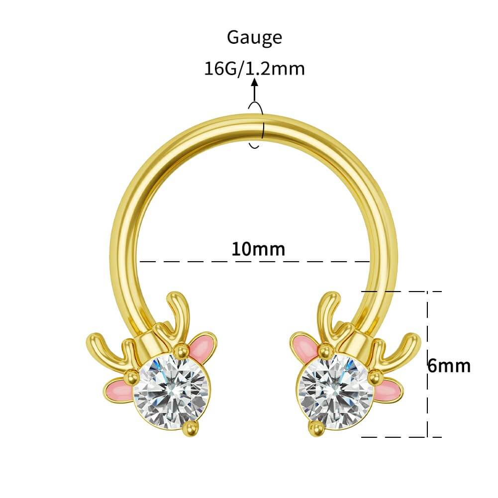 Deer Head Christmas Horseshoe Septum Ring