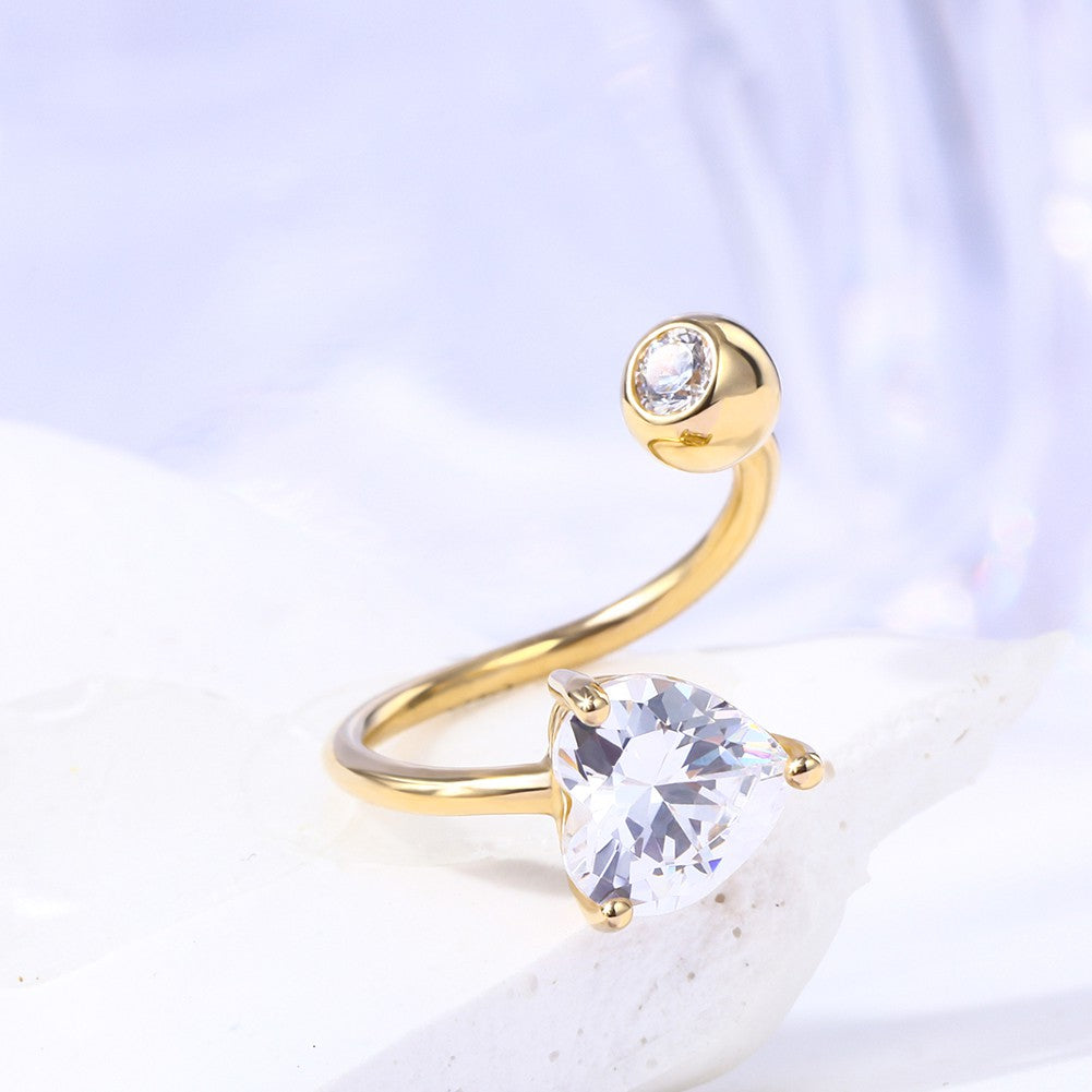 14K Gold Heart CZ S-Shaped Cartilage Earring