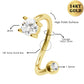 14K Gold 16G Round CZ S-shaped Cartilage Helix Earring