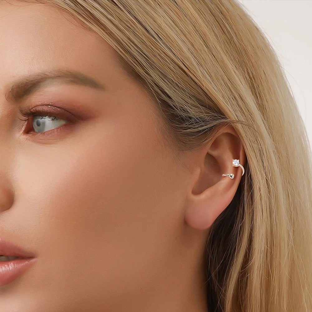 14K Gold Round CZ Cartilage Earring