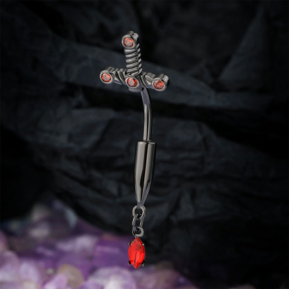 black sword dagger belly button ring oufer body jewelry