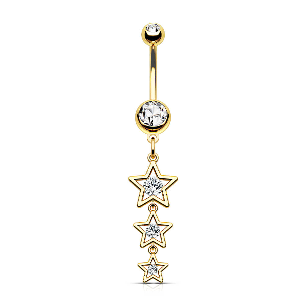 gold star cute dangle belly button rings