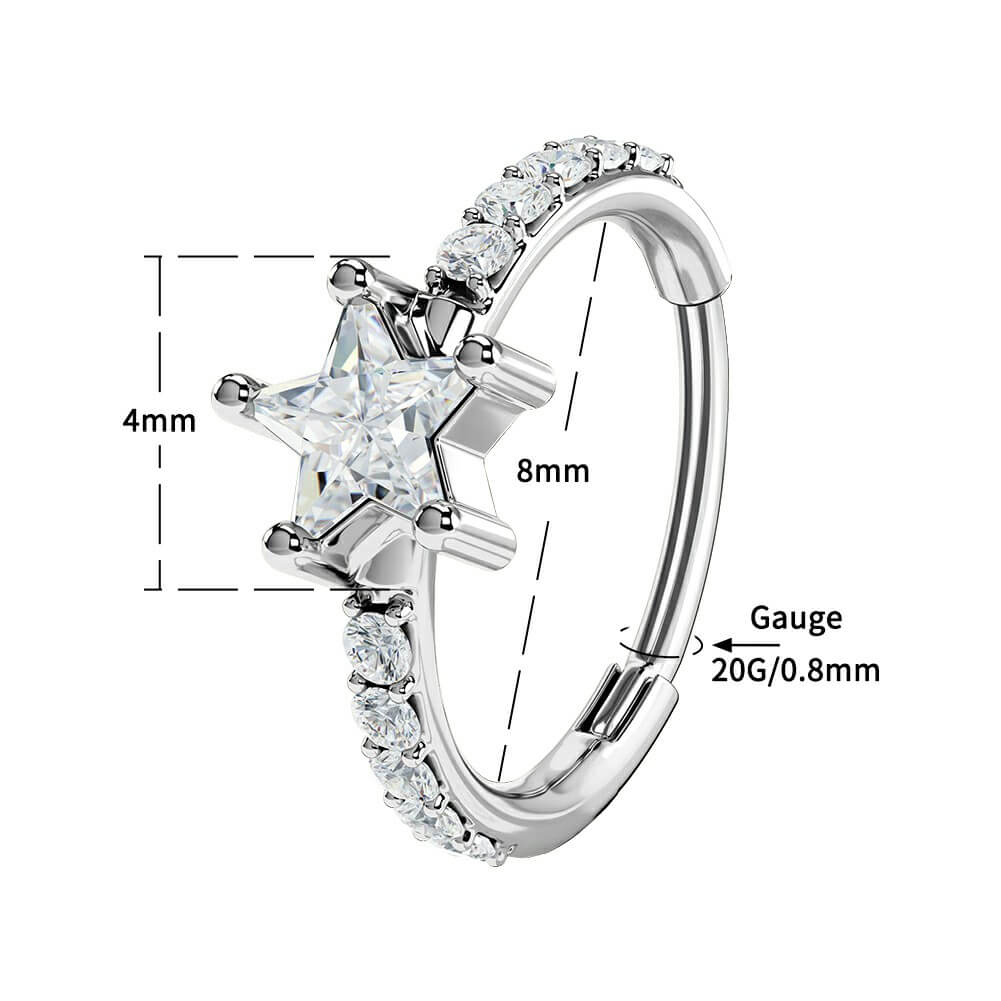 20G Star CZ Nose Hoop Ring Helix Earring