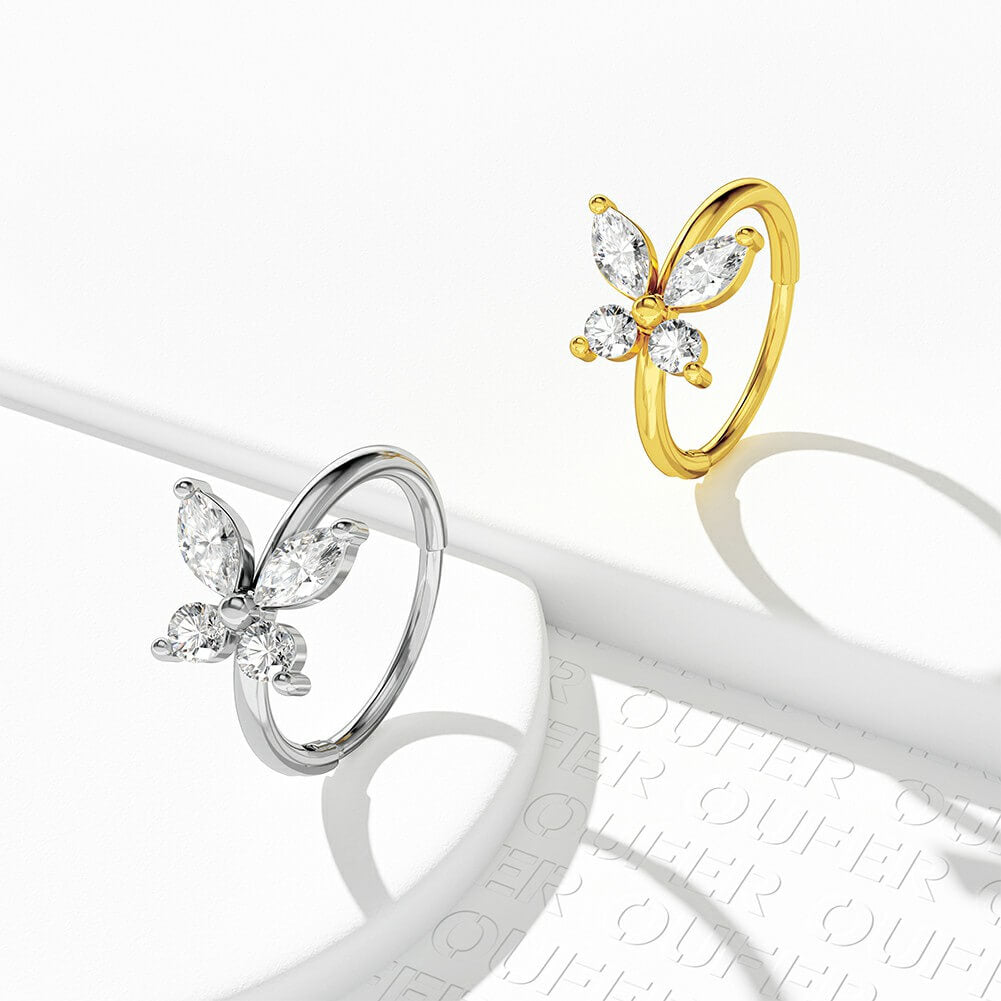 20G CZ Butterfly Segment Nose Ring