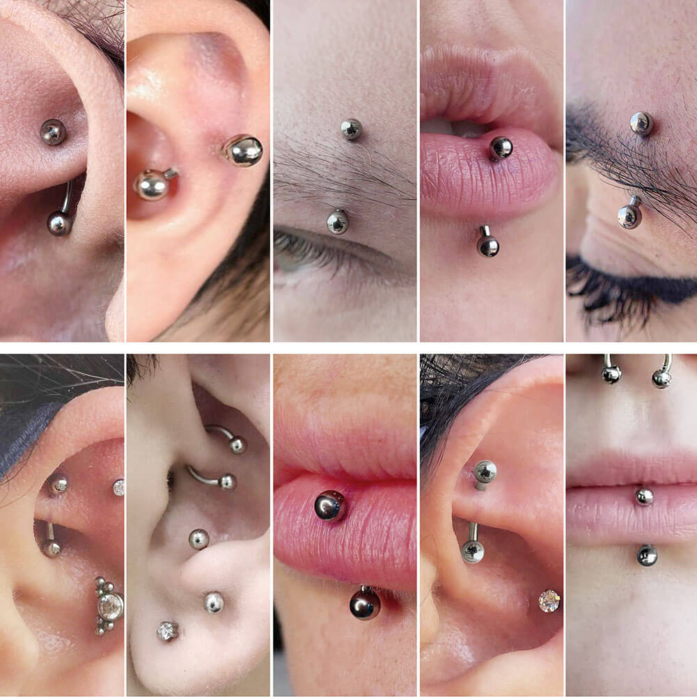 16G 2PCS Internally Threaded Titanium Eyebrow Rings