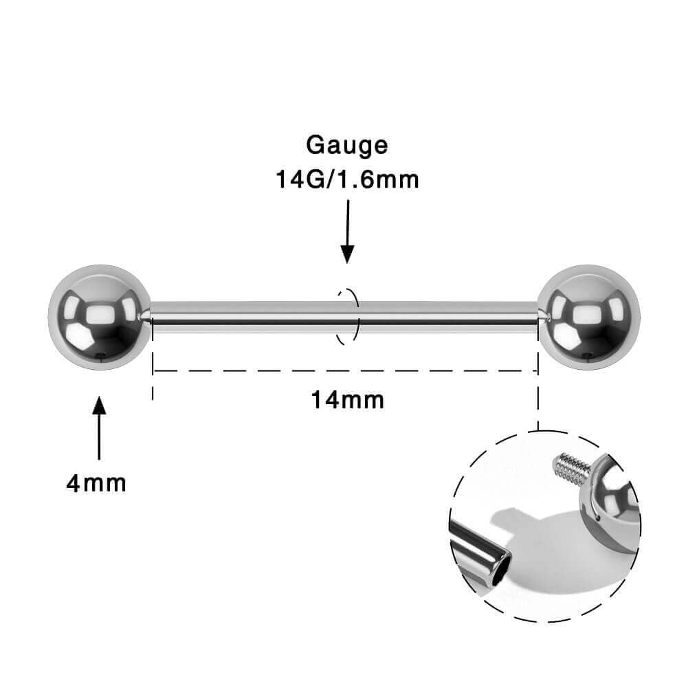 14g bridge piercing barbell