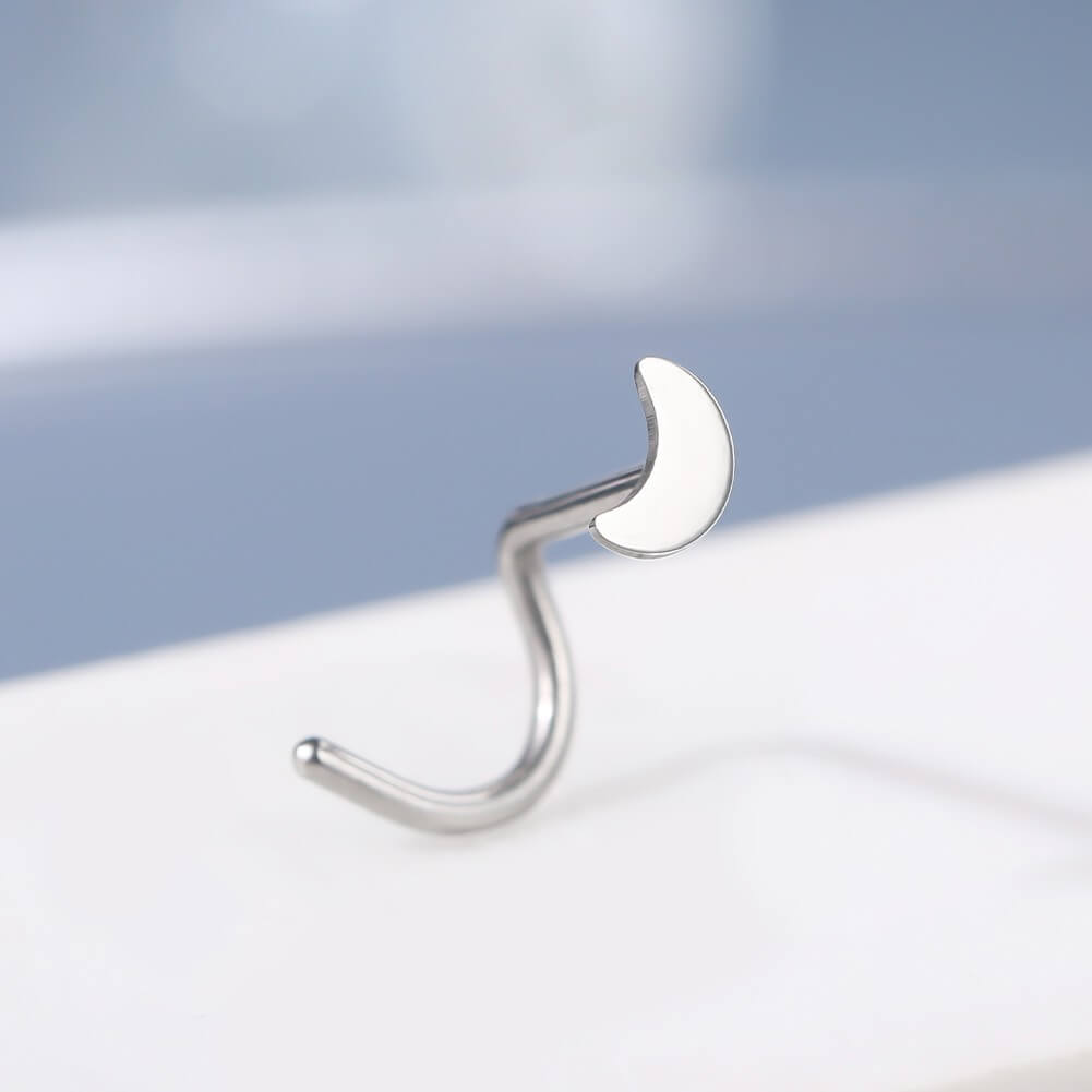 Moon Threadless Titanium Nose Screw Stud